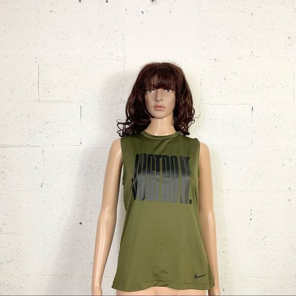 Nike Just Do It Army Green Black Muscle Tank Leggings Matching Set M - Picture 13 of 17
